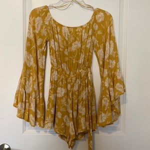 Favlux Floral Yellow Romper with Bell Sleeves - S